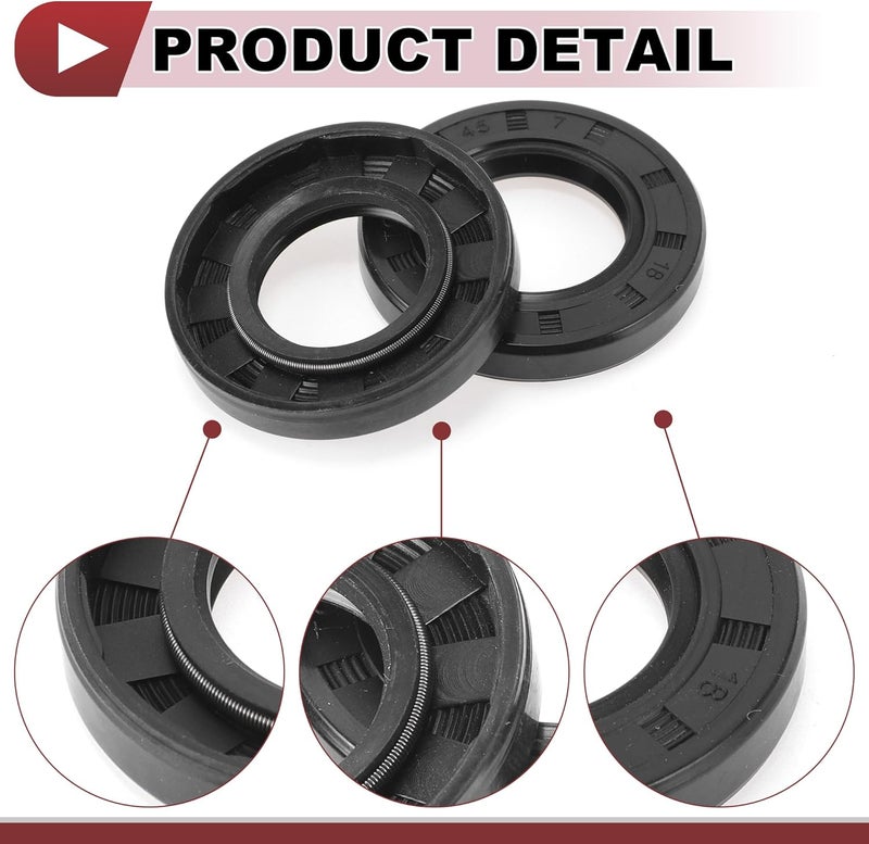 HEROFFIX 5 Pcs Rotary Shaft Seal High Pressure Oil Seal 25x45x7mm Black Nitrile 70 Durometer Rubber - Image 5